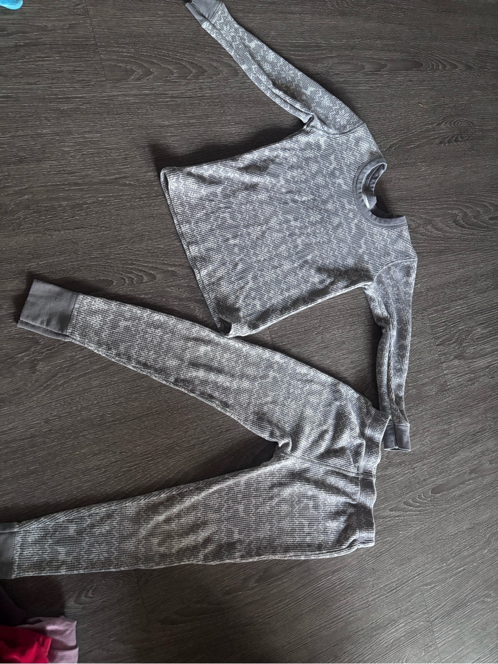 5t girls Gray Thermal Loungewear Set - Top Long Sleeve Top & Pants